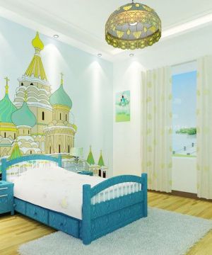 儿童房家具蓝色儿童床设计效果图