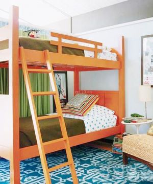 儿童房家具橙色高低床设计效果图