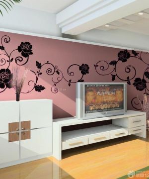 房屋客厅电视背景墙彩绘设计效果图