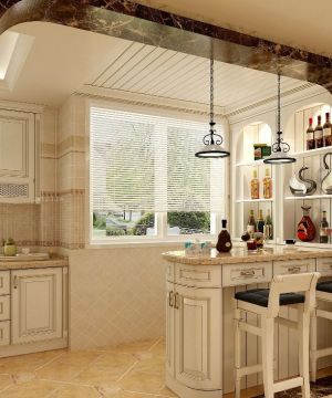 最新美式室内开放式厨房隔断设计图片