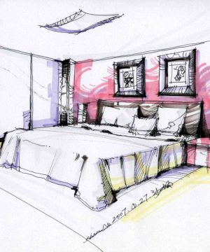 2023最新室内卧室装修颜色手绘设计效果图