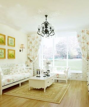 家装客厅小花窗帘设计效果图欣赏