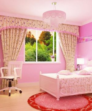 2023欧式公主卧室小花窗帘设计图片