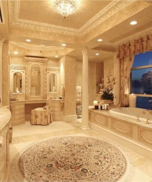 豪华整体浴室金色墙面装修效果图
