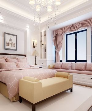 2023欧式风格简单一室一厅卧室飘窗沙发装修设计图片
