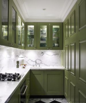 家装厨房绿色橱柜装修设计图片