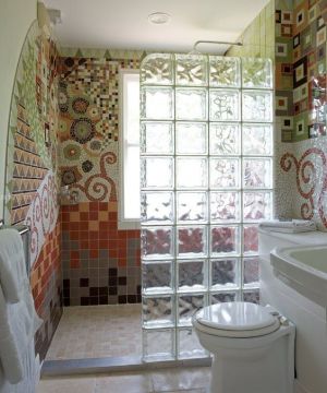 混搭风格家装卫生间玻璃砖隔断设计图片
