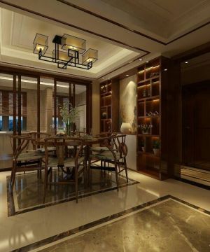 2023最新中式餐厅实木博古架设计图