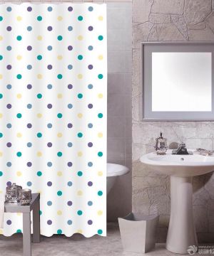 简欧风格卫生间浴室彩色圆点拉帘设计图欣赏