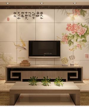  最新中式古典风格仿古瓷砖电视背景墙展示