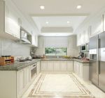最新欧式简单厨房橱柜地面瓷砖设计效果图