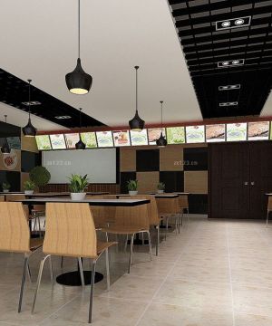 小型快餐店镂空吊顶装修风格效果图大全