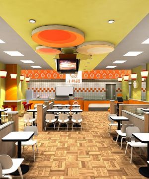 2023小型快餐店logo形象墙最新装修风格效果图大全