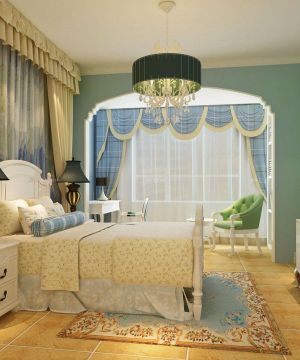 欧式风格卧室地中海风格窗帘装修设计图 