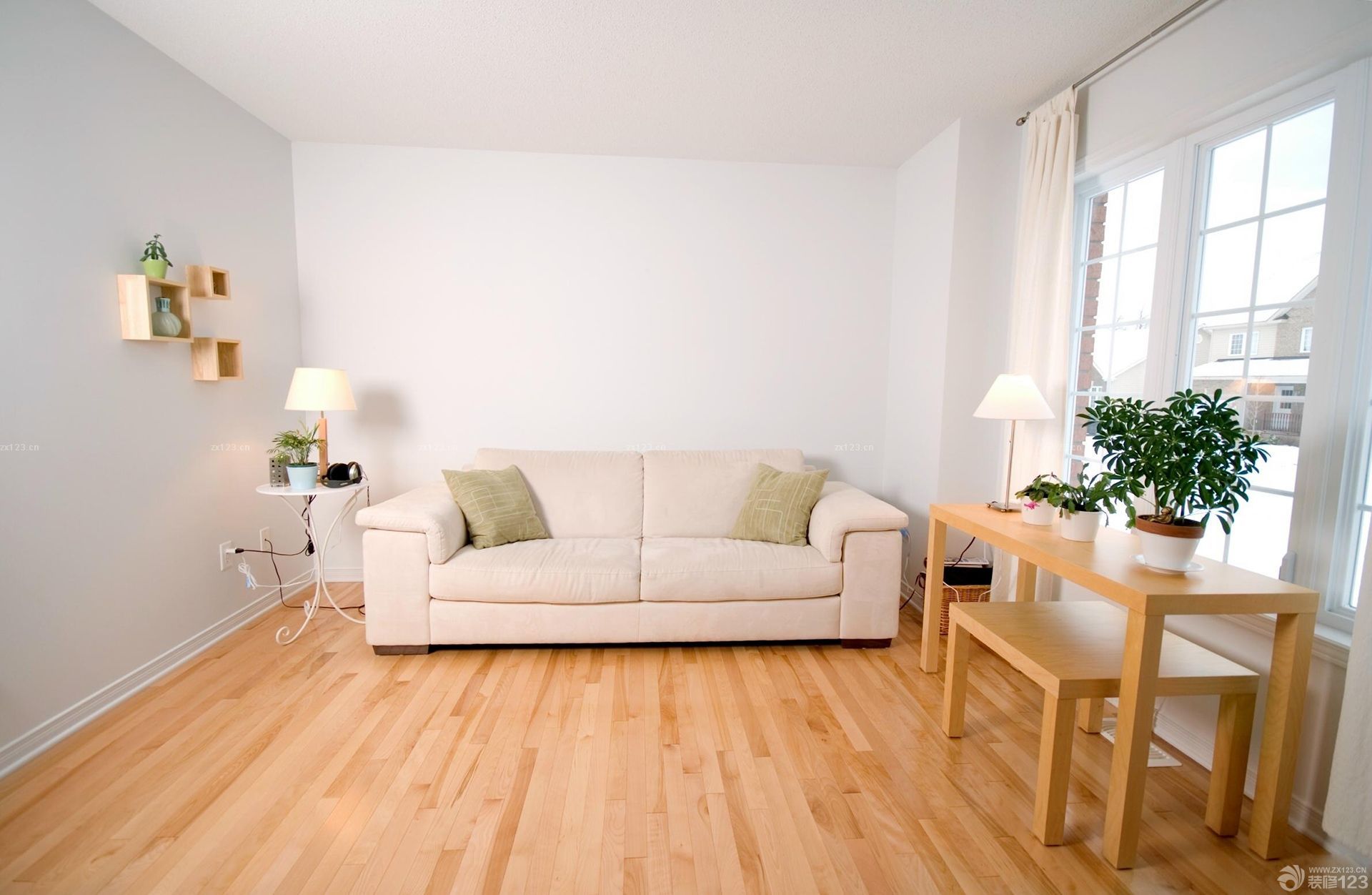 现代简约一室一厅实木地板贴图效果图