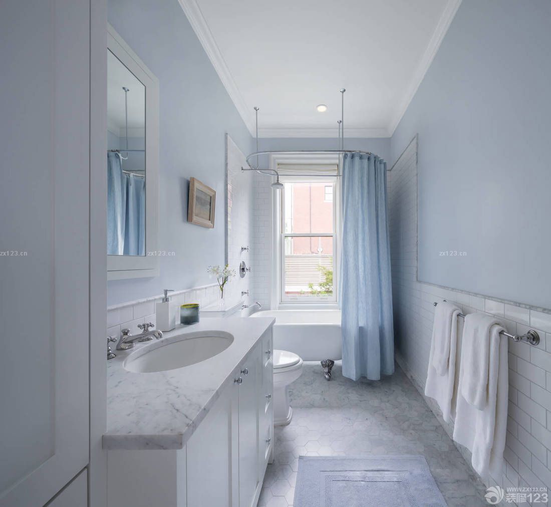 卫生间瓷砖浴帘颜色搭配效果图片