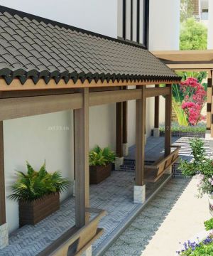 中式家装洋房入户花园装修效果图片欣赏