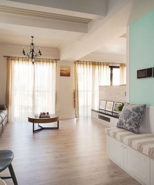 2023地中海风格设计三室一厅客厅窗帘设计图片欣赏