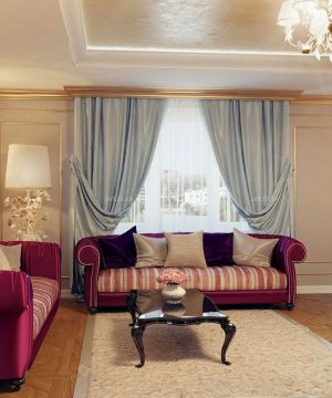 最新三室一厅现代家居客厅窗帘设计效果图欣赏