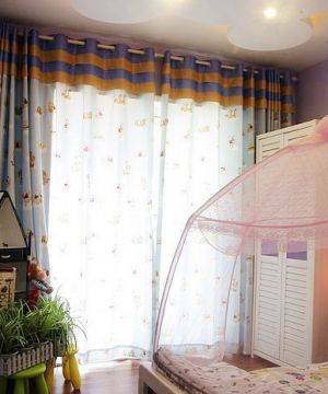 三室一厅可爱儿童房间窗帘设计图片2023