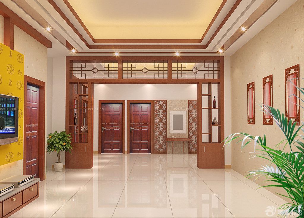 中式家装设计客厅门框装修效果图