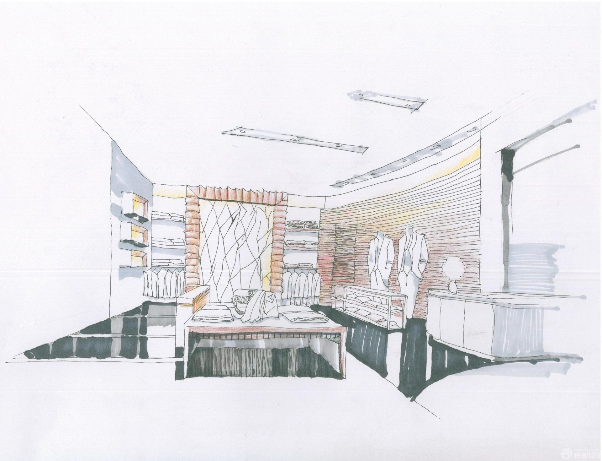 2020最新服装店面展示设计手绘效果图
