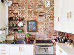 美式风格房子厨房砖砌橱柜设计效果图