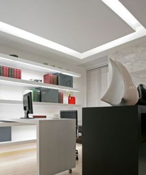现代家装开放式书房书桌书柜组合设计图