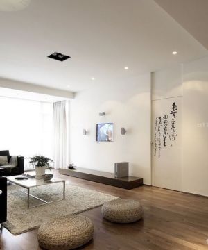 现代日式客厅隐形门背景墙装修设计效果图欣赏