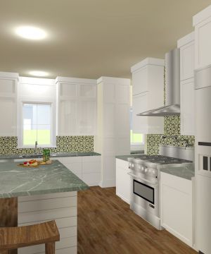 小户型整体厨房吧台设计效果图片