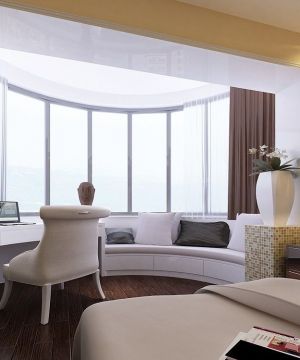 最新时尚现代风格卧室飘窗写字台装修实景图欣赏