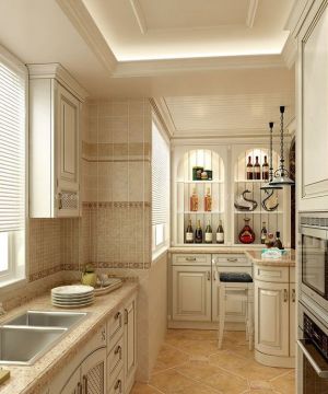 厨房简欧风格砖砌橱柜装修效果图片欣赏