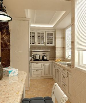 最新房子简欧风格厨房砖砌橱柜装修实景图