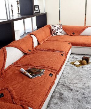 橘色沙发坐垫效果图片