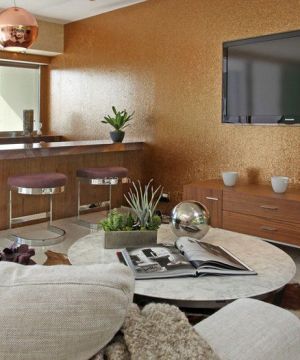 2023家装客厅简单电视墙金色墙面装修效果图