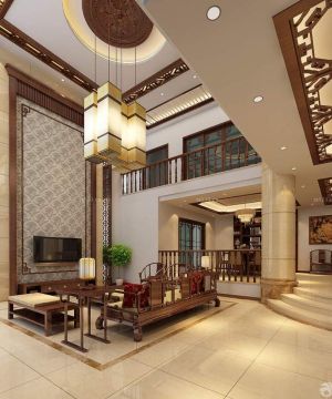 传统中式风格小跃层客厅装修实景图欣赏