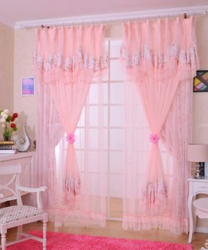 韩式田园风格粉色窗帘设计图片