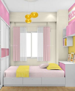 卧室飘窗粉色窗帘设计图片大全