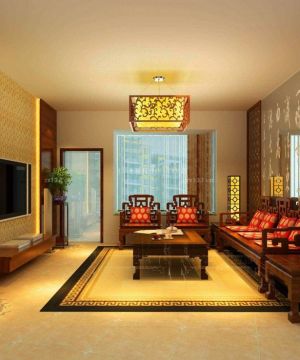 2023新中式风格客厅窗帘设计图欣赏 