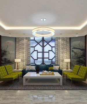 90平方中式客厅窗帘设计效果图欣赏