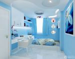现代10平米儿童房蓝色墙面装饰图片欣赏