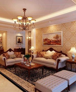 大户型客厅欧式沙发背景墙装修设计图片欣赏