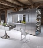 2023简约风格别墅室内厨房不锈钢橱柜装修图片
