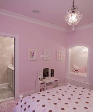 最新欧式儿童房粉色墙面装修设计图片