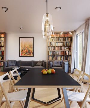 最新90平米复式楼客厅兼书房装修设计效果图片
