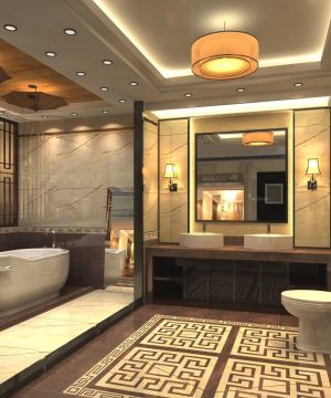 中式简约风格浴室东鹏瓷砖装修效果图欣赏