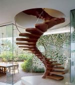 2023办公室室内旋转木制楼梯设计效果图欣赏