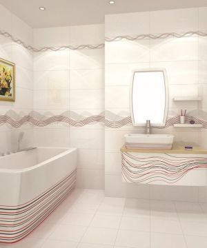 最新现代简约风格卫生间白色地面瓷砖装修效果图欣赏