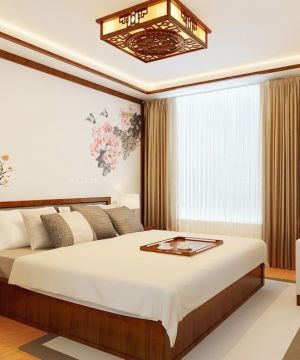 中式主卧室窗帘设计图片