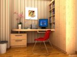 70-80平方小户型书桌书柜组合装修设计效果图